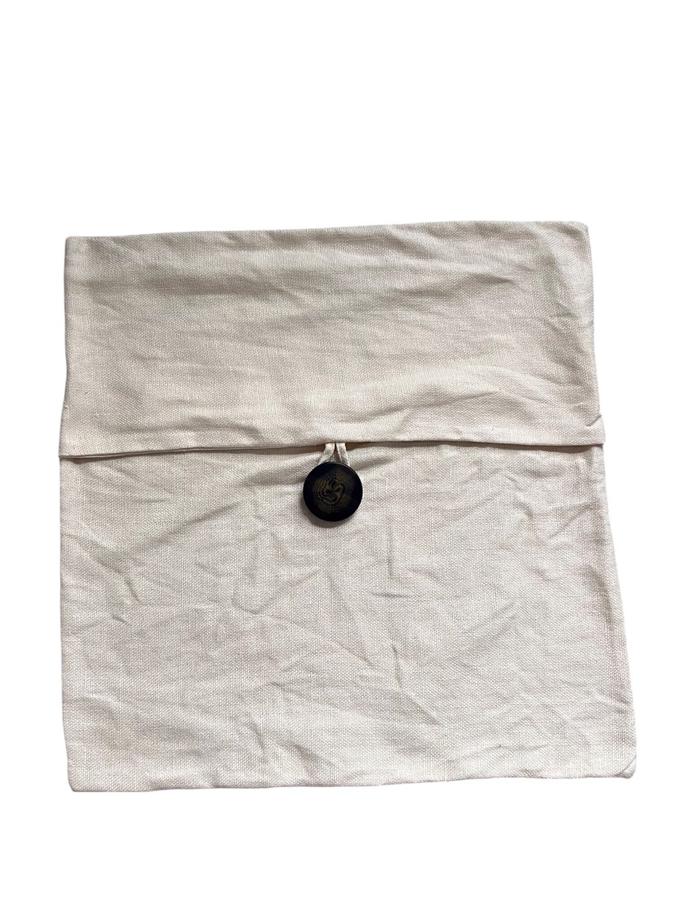Pottery Barn Cream Pillow Cover Sham Linen Accent Button Coastal Neutral 18 inch